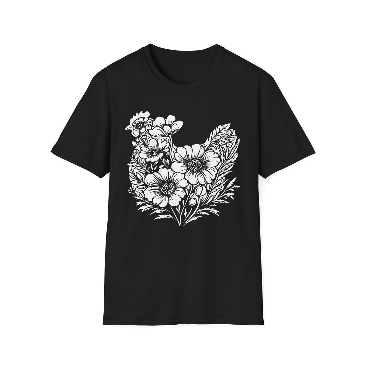 Floral Chicken Stencil T-Shirt