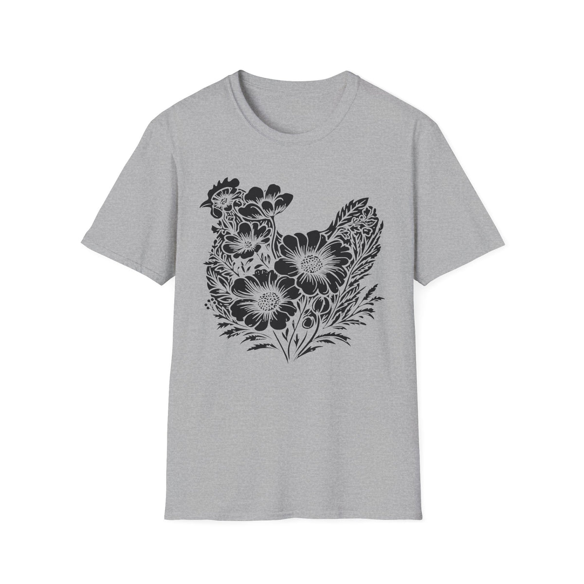 Floral Chicken Stencil T-Shirt
