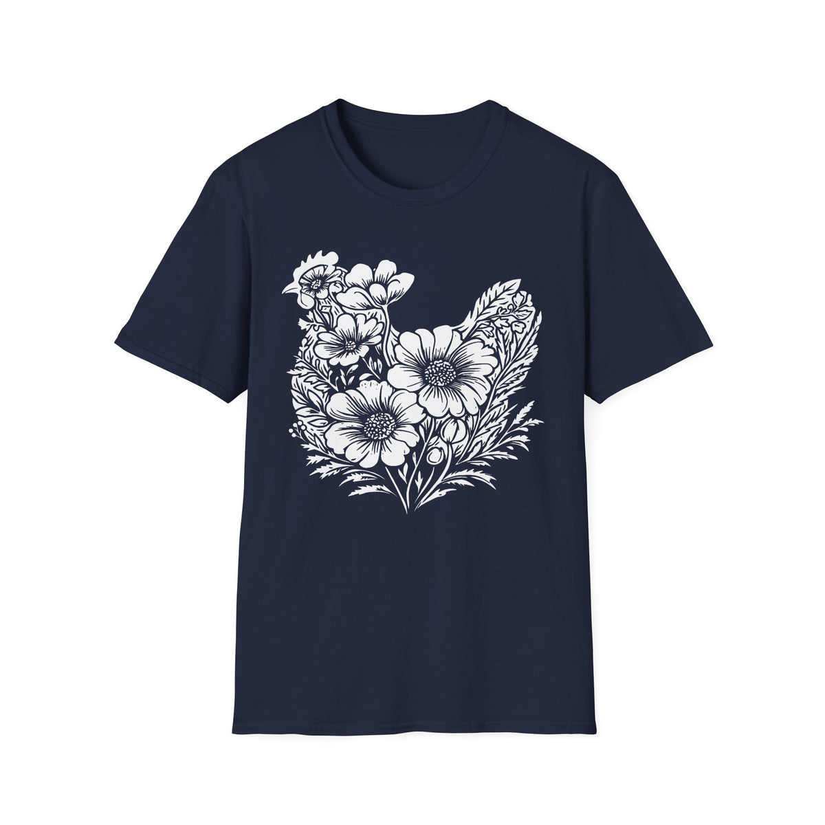 Floral Chicken Stencil T-Shirt