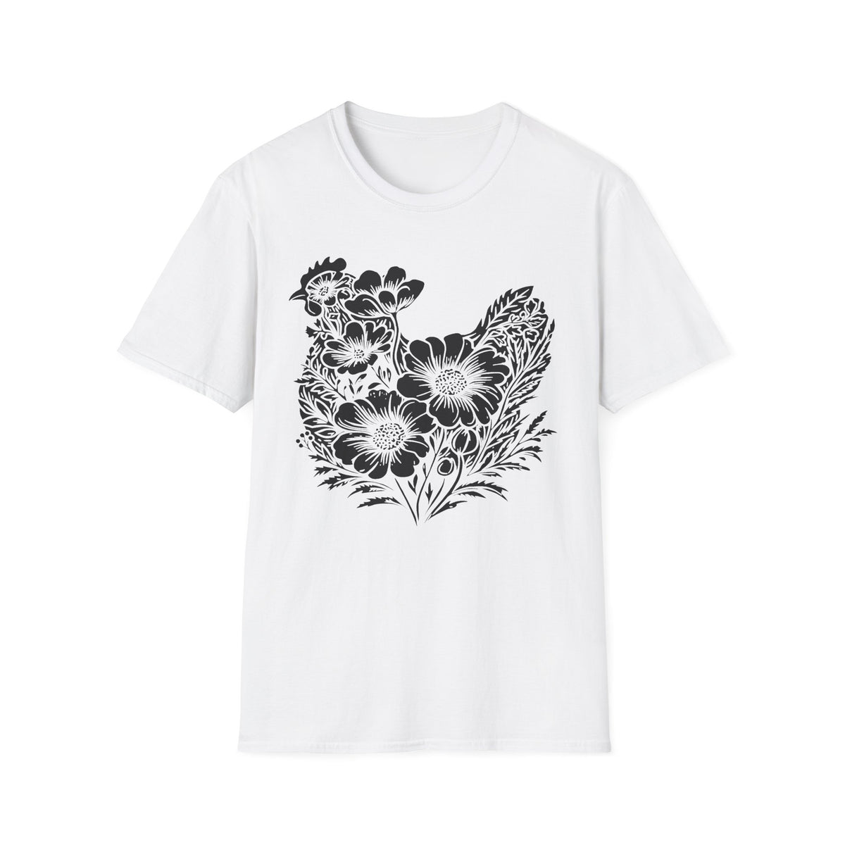 Floral Chicken Stencil T-Shirt