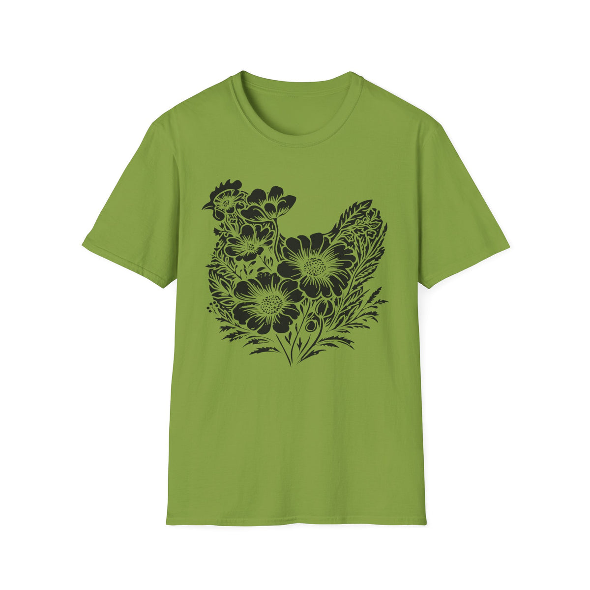 Floral Chicken Stencil T-Shirt